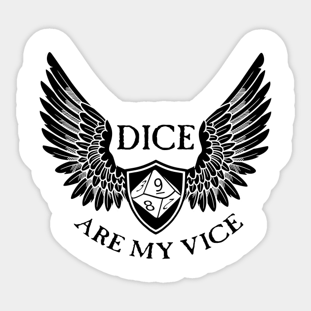 Dice Are My Vice - D10 Black Sticker by SimonBreeze